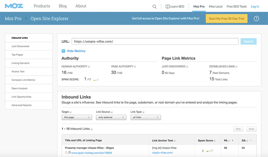 MOZ Open Site Explorer para mejorar el SEO